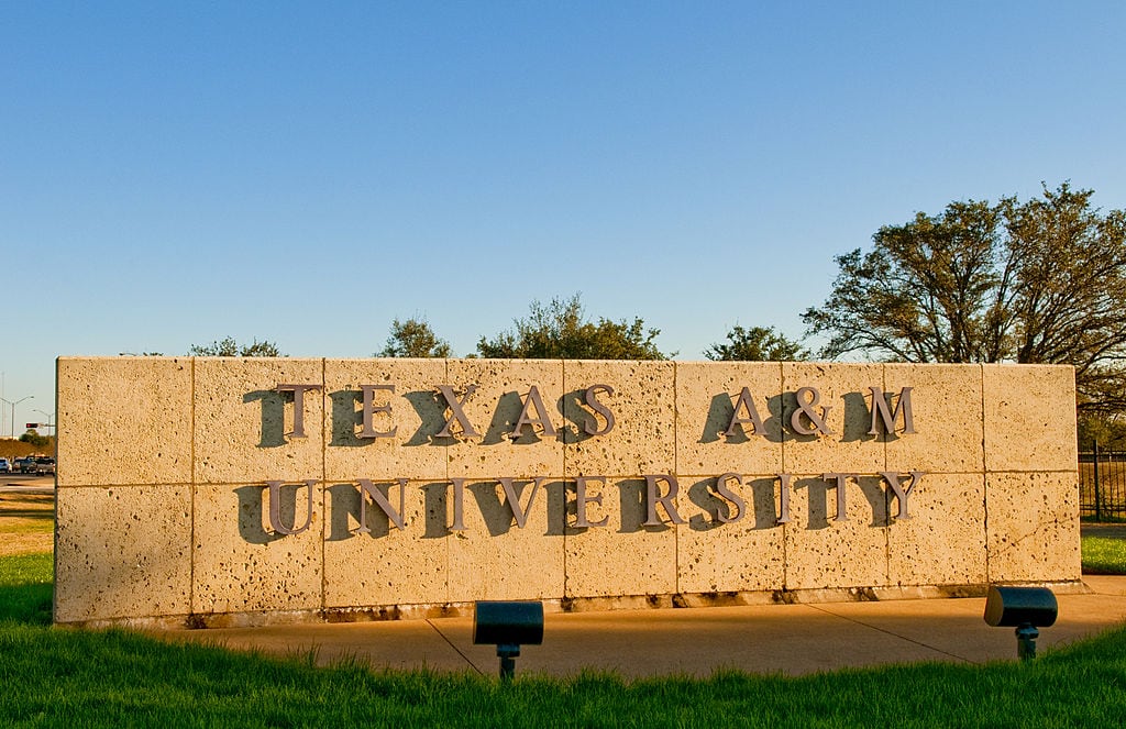 Texas A&M University entrance sign