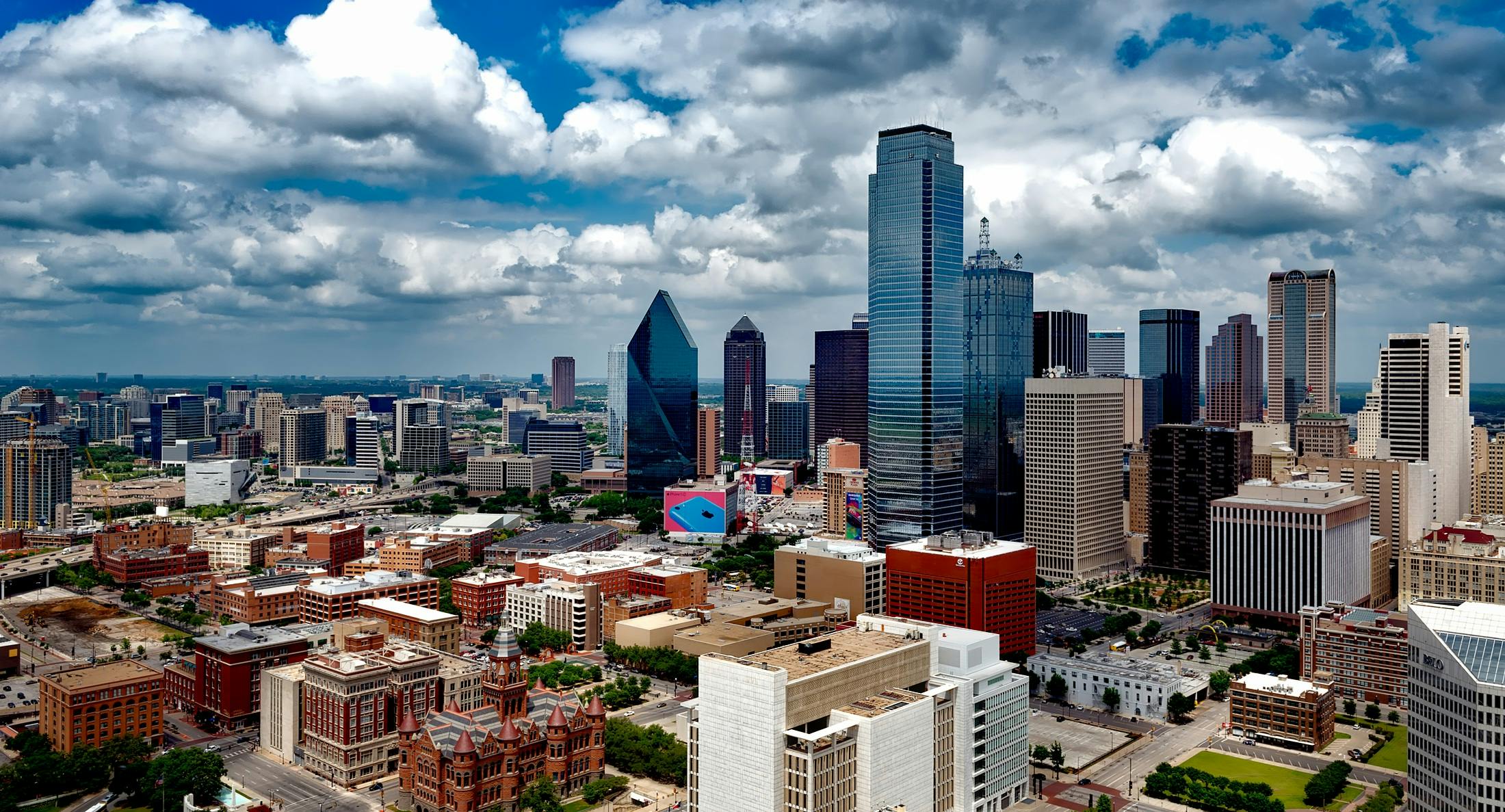 Dallas skyline aerial view